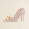 Sparkly Cinderella Champagne Crystal Wedding Shoes 2021 10 cm / 4 inch Rhinestone High Heels Pointed Toe Stiletto Heels Pumps