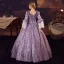 Medieval Vintage / Retro Purple Prom Dresses 2024 1/2 Sleeves Floor-Length / Long Square Neckline Cosplay Ball Gown Formal Dresses