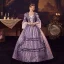 Medieval Vintage / Retro Purple Prom Dresses 2024 1/2 Sleeves Floor-Length / Long Square Neckline Cosplay Ball Gown Formal Dresses