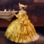Medieval Vintage / Retro Gold Prom Dresses 2024 1/2 Sleeves Floor-Length / Long Square Neckline Cosplay Ball Gown Flower Prom Formal Dresses