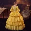 Medieval Vintage / Retro Gold Prom Dresses 2024 1/2 Sleeves Floor-Length / Long Square Neckline Cosplay Ball Gown Flower Prom Formal Dresses