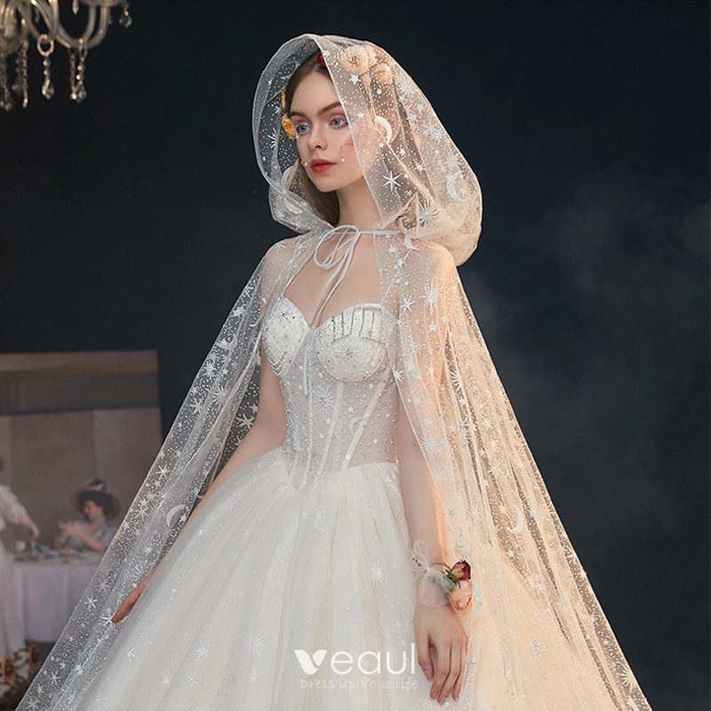 2015 Wedding Veils Lace Appliques Embroidered Champagne Tulle Cathedral  Length Bridal Veils One Layer