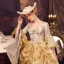 Medeltida Vintage Guld Balklänningar 2024 Korsade remmar 3D Spets Utskrift U-Hals 3/4 ärm Balklänning Domstol Tåg Cosplay Bal Formella Klänningar