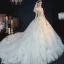 Amazing / Unique Strapless Ivory Bridal Tulle Wedding Dresses 2020 A-Line / Princess Crossed Straps Sleeveless Appliques Gold Lace Cascading Ruffles Chapel Train