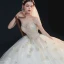 Amazing / Unique Strapless Ivory Bridal Tulle Wedding Dresses 2020 A-Line / Princess Crossed Straps Sleeveless Appliques Gold Lace Cascading Ruffles Chapel Train