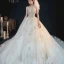 Amazing / Unique Strapless Ivory Bridal Tulle Wedding Dresses 2020 A-Line / Princess Crossed Straps Sleeveless Appliques Gold Lace Cascading Ruffles Chapel Train