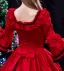 Medieval Vintage / Retro Red Prom Dresses 2024 Crossed Straps Floor-Length / Long Square Neckline Cosplay Evening Party 1/2 Sleeves Ball Gown Formal Dresses