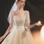 Glamour Champagne Perle La Mariée Robe De Mariée 2020 Princesse Manches Courtes Encolure Carrée Perlage Bretelles croisées Scintillantes Tulle Plage Chapel Train Noeud Ceinture