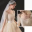 Glamour Champagne Perle La Mariée Robe De Mariée 2020 Princesse Manches Courtes Encolure Carrée Perlage Bretelles croisées Scintillantes Tulle Plage Chapel Train Noeud Ceinture