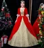 Medieval Vintage / Retro Red Prom Dresses 2024 1/2 Sleeves Floor-Length / Long Crossed Straps Printing Square Neckline Cosplay Pageant Ball Gown Formal Dresses