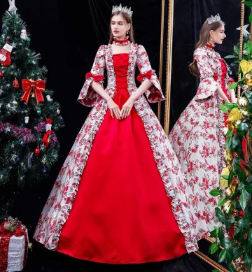 Medieval Vintage Retro Red Prom Dresses 2024 A Line Princess Printing Flower Floor Length Long Square Neckline Cosplay Pageant 1 2 Sleeves Ball Gown Formal Dresses