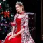 Medieval Vintage / Retro Red Prom Dresses 2024 A-Line / Princess Printing Flower Floor-Length / Long Square Neckline Cosplay Pageant 1/2 Sleeves Ball Gown Formal Dresses