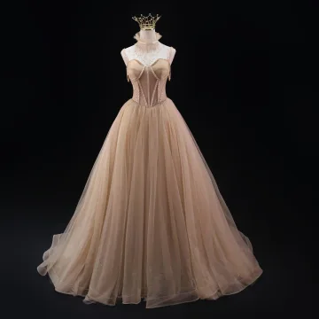 Unique Kaki Perlage Robe De Bal 2025 Princesse Bretelles Spaghetti Sans Manches Dos Nu Longue Promo Robe De Ceremonie