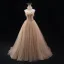 Amazing / Unique Khaki Beading Prom Dresses 2025 A-Line / Princess Spaghetti Straps Sleeveless Backless Floor-Length / Long Prom Formal Dresses