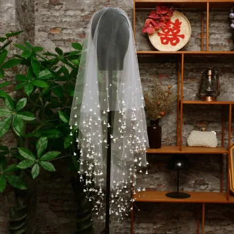 Haut De Gamme Blanche Fait Main Perle Fleur Gland 1 M Voile De Mariée 2025 Tulle