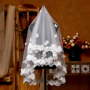 Élégant Blanche En Dentelle Papillon 1 5 M Tulle Voile De Mariée 2025