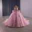 Flower Fairy Luxury / Gorgeous Blushing Pink Handmade  Beading Sequins Lace Flower Prom Dresses 2025 Ball Gown Strapless Sleeveless Backless Bow