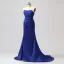 Sexy Meerjungfrau Gespaltete Front Königliches Blau Abendkleider Ballkleider 2024 Reißverschluss Satin Sweep / Pinsel Zug Bandeau Ärmellos