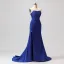 Sexy Meerjungfrau Gespaltete Front Königliches Blau Abendkleider Ballkleider 2024 Reißverschluss Satin Sweep / Pinsel Zug Bandeau Ärmellos