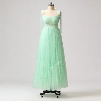 Super Heart Shaped Mint Green Prom Dresses 2024 Homecoming A Line Princess Sweet 16 Ankle Length Formal Dresses Crossed Straps Ruffle Tulle