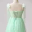 Super Heart-shaped Mint Green Prom Dresses 2024 Homecoming A-Line / Princess Sweet 16 Ankle Length Formal Dresses Crossed Straps Ruffle Tulle