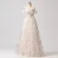 Flower Fairy White Floral Prom Dresses 2024 A-Line / Princess Ruffle Sweet 16 Formal Dresses Crossed Straps Floor-Length / Long Off-The-Shoulder Short Sleeve