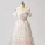 Flower Fairy White Floral Prom Dresses 2024 A-Line / Princess Ruffle Sweet 16 Formal Dresses Crossed Straps Floor-Length / Long Off-The-Shoulder Short Sleeve
