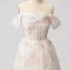 Flower Fairy White Floral Prom Dresses 2024 A-Line / Princess Ruffle Sweet 16 Formal Dresses Crossed Straps Floor-Length / Long Off-The-Shoulder Short Sleeve