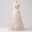 Flower Fairy White Floral Prom Dresses 2024 A-Line / Princess Ruffle Sweet 16 Formal Dresses Crossed Straps Floor-Length / Long Off-The-Shoulder Short Sleeve