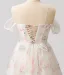 Flower Fairy White Floral Prom Dresses 2024 A-Line / Princess Ruffle Sweet 16 Formal Dresses Crossed Straps Floor-Length / Long Off-The-Shoulder Short Sleeve