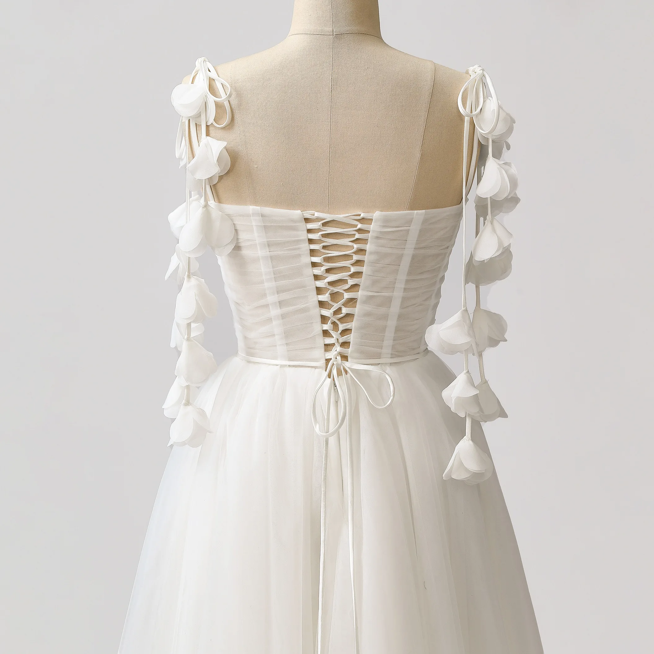white graduation dress ruffle Berylove Women White Graduation Dress A Line Ruffled Tiered Spaghetti Straps Satin Mini Dress, White / US14 main image 1