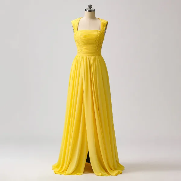 online formal dresses philippines Casual Halter A-line Yellow Dress,Yellow Prom Dress Y4739 – Simplepromdress main image 0