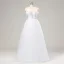 Fairytale White Bow Flower Prom Dresses Sweet 16 Formal Dresses 2024 A-Line / Princess Crossed Straps Floor-Length / Long Backless Tulle Strapless Sleeveless