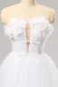 Fairytale White Bow Flower Prom Dresses Sweet 16 Formal Dresses 2024 A-Line / Princess Crossed Straps Floor-Length / Long Backless Tulle Strapless Sleeveless