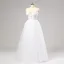 Fairytale White Bow Flower Prom Dresses Sweet 16 Formal Dresses 2024 A-Line / Princess Crossed Straps Floor-Length / Long Backless Tulle Strapless Sleeveless