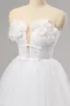 Fairytale White Bow Flower Prom Dresses Sweet 16 Formal Dresses 2024 A-Line / Princess Crossed Straps Floor-Length / Long Backless Tulle Strapless Sleeveless