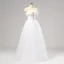 Fairytale White Bow Flower Prom Dresses Sweet 16 Formal Dresses 2024 A-Line / Princess Crossed Straps Floor-Length / Long Backless Tulle Strapless Sleeveless