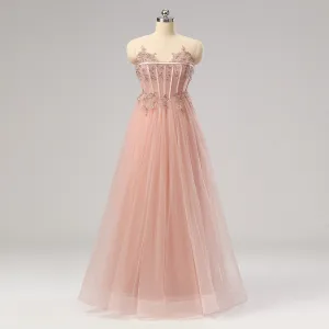 Vintage Prinsesse Mørk Rosa Kjæreste Ballkjoler 2024 Dancing Paljetter Formelle Kjoler Glidlås Uten Ermer Lange