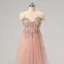 Vintage Prinsesse Mørk Rosa Kjæreste Ballkjoler 2024 Dancing Paljetter Formelle Kjoler Glidlås Uten Ermer Lange