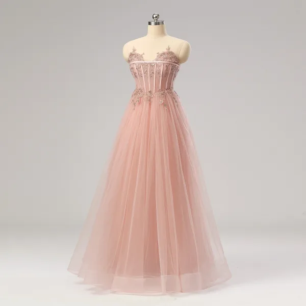 Vintage Prinsesse Mørk Rosa Kjæreste Ballkjoler 2024 Dancing Paljetter Formelle Kjoler Glidlås Uten Ermer Lange