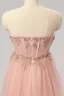 Vintage Prinsesse Mørk Rosa Kjæreste Ballkjoler 2024 Dancing Paljetter Formelle Kjoler Glidlås Uten Ermer Lange