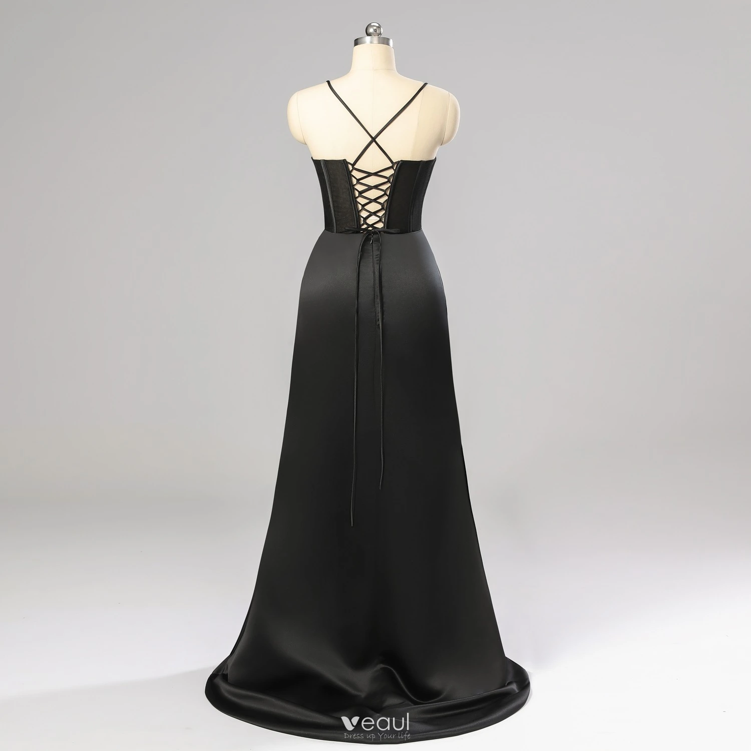 Solid Color Spaghetti Straps Sleeveless Evening Dress Solid Color Spaghetti Straps Sleeveless Evening Dress