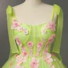 Wróżka Kwiatowa Zielona Kwiatowy Sukienki Na Bal 2023 Kochanie Gorset Długie Tiulowe Bez Rękawów Sukienki Wizytowe Princessa Suknia Balowa