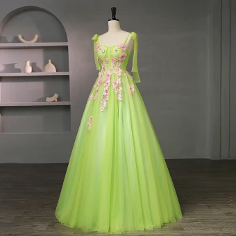 Flower Fairy Verdant Floral Prom Dresses 2023 Sweetheart Corset Floor Length Long Tulle Sleeveless Formal Dresses A Line Princess Ball Gown