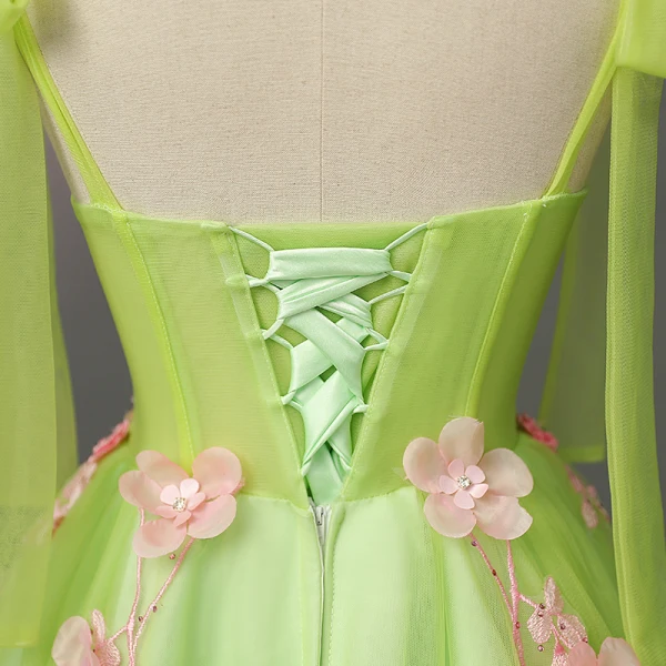 Flower Fairy Verdant Floral Prom Dresses 2023 Sweetheart Corset Floor-Length Long Tulle