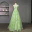 Fairytale Sage Green Embroidered Floral Prom Dresses 2023 Floor-Length / Long Formal Dresses Spaghetti Straps Ball Gown