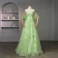 Fairytale Sage Green Embroidered Floral Prom Dresses 2023 Floor-Length / Long Formal Dresses Spaghetti Straps Ball Gown