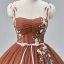 Flower Fairy Brown Spaghetti Straps Prom Dresses 2024 Crossed Straps Ruffle Tulle Floor-Length / Long Homecoming A-Line / Princess Ball Gown Formal Dresses