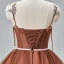 Flower Fairy Brown Spaghetti Straps Prom Dresses 2024 Crossed Straps Ruffle Tulle Floor-Length / Long Homecoming A-Line / Princess Ball Gown Formal Dresses