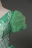 Chic / Beautiful Green Beading Pearl Sequins Prom Dresses 2023 Ball Gown V-Neck Puffy Short Sleeve Backless Floor-Length / Long Prom Formal Dresses